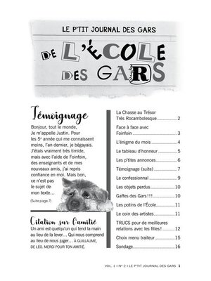 cover image of Le p'tit journal des gars de l'école des gars, Volume 1, No 2